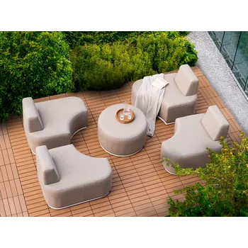 Zahradní sestava Zahradní sedací souprava béžová 4místná polyesterové čalounění UV odolné s taburetem moderní zahradní nábytek Beliani
