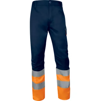 montérky Reflexní pracovní kalhoty Delta Plus M1PA2HVCL1 Barva: Modrá/Oranžová, Velikost: L