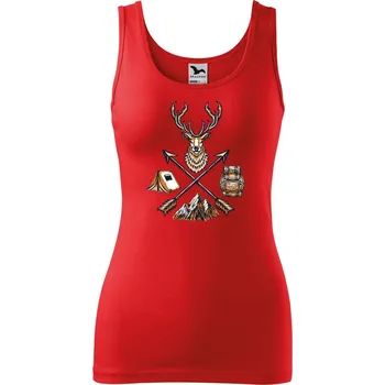 Dámské tílko s potiskem Jelen a šípy Velikost: 2XL, Barva: Červená