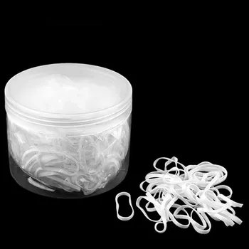 Malé gumičky do vlasů v dóze 500ks - Bílá