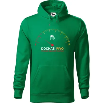 Pánská mikina Pánská mikina s potiskem Dochází pivo Velikost (muž): 2XL, Vyberte barvu: Středně zelená