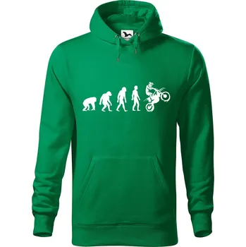 Pánská mikina Pánská mikina s potiskem Evoluce motorkáře Velikost (muž): 2XL, Vyberte barvu: Středně zelená