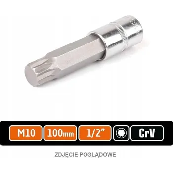 Klíč Nástrčný klíč 1/2" s bitem SPLINE 100 mm/M10 / TEGER, T-W-KNSP204