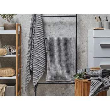 Ručník Sada 4 ručníků šedá bavlna absorbční s nízkým kroucením osučka ručník pro hosty ručník na ruce koupelna Beliani