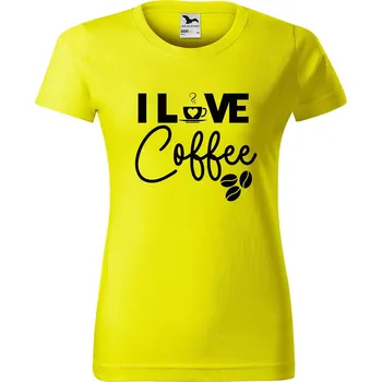 Dámské tričko Dámské tričko s potiskem I love coffee Barva trička: Citrónová - 96, Velikost: M