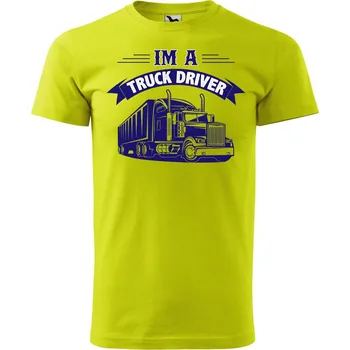 Pánské oblečení Pánské tričko s potiskem Truck driver Velikost: XL, Barva trička: Limetková