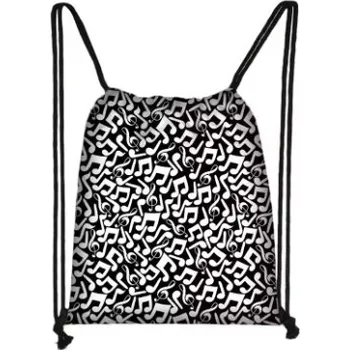 Sportovní vak na záda - černé hudební značky