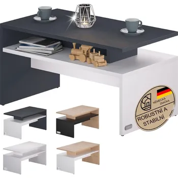 Konferenční stolek FurniGO Konferenční stolek Sacramento 92x50x47cm - bílý/antracit