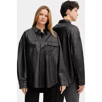 Pánská košile Kožená košile MICHAEL Michael Kors černá barva, relaxed, s klasickým límcem, UR540S0HW8 99X, vel. S