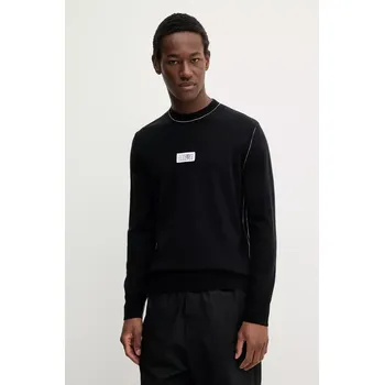 Pánský svetr Vlněný svetr MM6 Maison Margiela pánský, černá barva, lehký, SH0HL0017 99X, vel. L