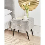 Noční stolek světle šedý manšestr čalouněný 1 zásuvka minimalistický design nábytek do ložnice Beliani