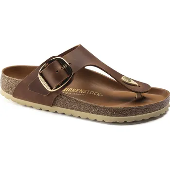 Dámské pantofle Birkenstock Gizeh Big Buckle dámské kožené pantofle 1018745 Hnědá 40