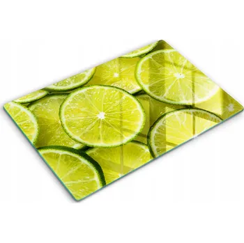 Obraz Dekorativní skleněná kuchyňská deska na krájení 80x52 cm - Plátky limetky