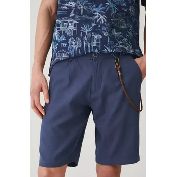 Lněné kraťasy Medicine pánské, tmavomodrá barva, melanžové RS25.SZM072 59M, vel. XXL