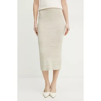 Dámská sukně Sukně BOSS béžová barva, midi, pouzdrová, 50537735 12X, vel. M