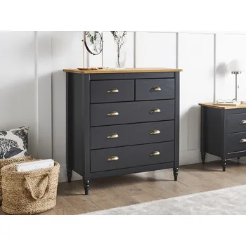 Komoda Komoda černá borovicové dřevo s 5 zásuvkami úložný nábytek skandinávský styl Beliani