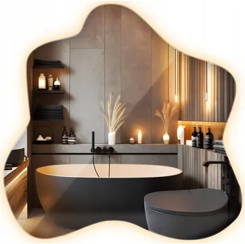 Zrcadlo Zrcadlo Plama Led Asymetrické Vlnité Podsvícené Do Předsíně Nástěnné