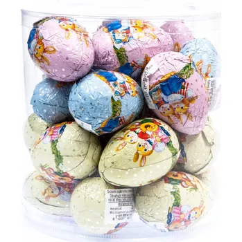 Čokoláda Čokoládové vajíčko 20g se zajíčkem - mix barev, dóza 25 ks (duté čokoládové vajíčko / čokoládová pochoutka)