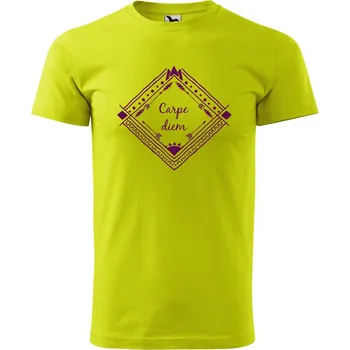 Pánské oblečení Pánské tričko s potiskem Carpe diem Velikost: L, Barva trička: Limetková