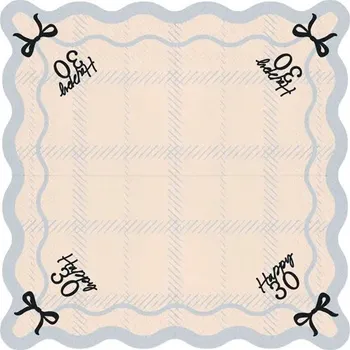 Papírový ubrousek Papírové ubrousky krémové s mašlí Happy 60, 12 ks