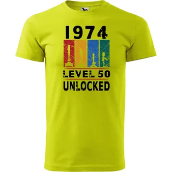 Pánské oblečení Pánské tričko s potiskem Level 50 unlocked Velikost: XL, Barva trička: Limetková