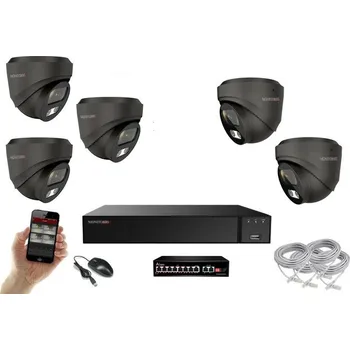 Kompletní kamerový systém MS AI IP 5 kamerový set se switchem 5 Mpix GDome (6371K5B) (Monitorrs Security)