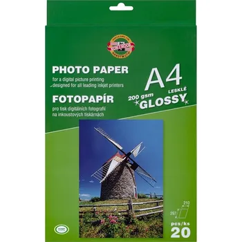 Fotopapír Foto papír lesklý Koh-I-Noor, lesklý papír pro tisk fotografií A4, 200 g/m2, 20 ks