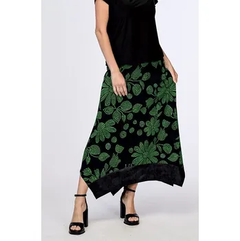 Dámská sukně Midi černozelená dámská sukně s lemem 148 velikost L