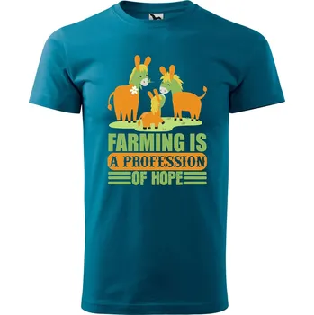 Pánské tričko s potiskem Farming Velikost: M, Barva trička: Petrolejová