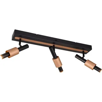 Bodové svítidlo Trio Leuchten 855310332 IKARIS - LED stropní svítidlo v černé a kávové barvě s přepínačem barvy světla 2300 + 3000 + 4000K, LED 13,5W (Stmívatelné trojramenné bodové svítidlo)