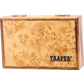 Pouzdro na rybářské vybavení Dřevěná krabička na mušky Traper OREGON