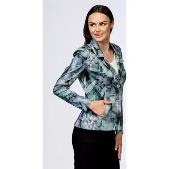 Dámské sako Přiléhavé zeleno šedé květované dámské sako 7627 velikost M