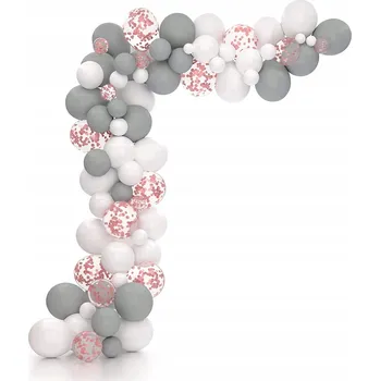 Balónek BALÓNKY RŮŽOVÉ ŠEDÉ konfety rose GIRLANDA s páskou