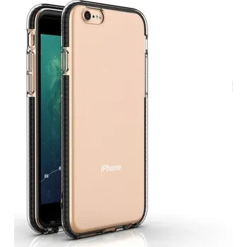 Pouzdro na mobilní telefon Transparentní kryt s barevným rámem z měkkého plastu pro iPhone 6 / 6S - černý