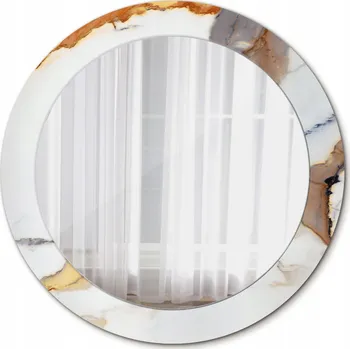 Zrcadlo Moderní Zrcadlo Kulaté Bílý mramorový vzor 70cm