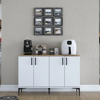 Komoda GAZOLDO čtyřdveřová skříňka, ořech/bílá