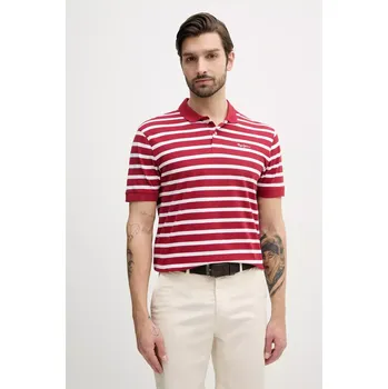 Pánské tričko Bavlněné polo tričko Pepe Jeans BARRET červená barva, PM542241 33X, vel. S
