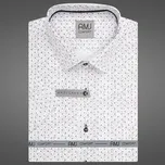 Pánská košile AMJ bavlněná, bílá, černě kropenatá, VKSBR1447, krátký rukáv, slim fit, vel. 38
