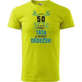 Pánské oblečení Pánské tričko s potiskem Skvělý dědeček 50 Velikost: S, Barva trička: Limetková
