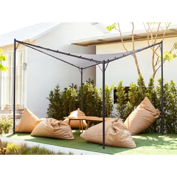 Pergola Pergola šedá polyester ocel 300 x 300 cm látkové stínidlo kovová konstrukce zahradní altán Beliani