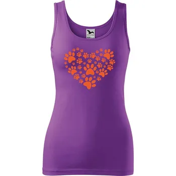 Dámské tílko s potiskem Psí tlapky srdce Velikost: XS, Barva: Fialová