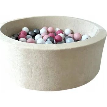 Suchý bazén Suchý bazén s míčky Velvet 30x90 Krémový + 200 míčků - HOTOVÝ MIX