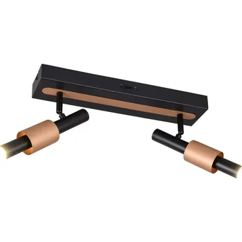 Bodové svítidlo Trio Leuchten 855310232 IKARIS - LED stropní svítidlo černé a kávové barvě barvě s přepínačem barvy světla 2300 + 3000 + 4000K, LED 9W (Moderní stmívatelné dvouramenné bodové svítidlo)