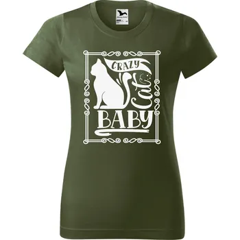 Dámské tričko s potiskem Cat baby Barva trička: Khaki - 09, Velikost: 2XL