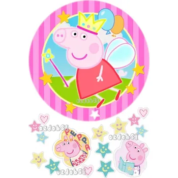 Jedlá dekorace na dort Prasátko Pepina 7 - jedlý papír - Bez úprav / Jedlý papír / Bez decor gelu