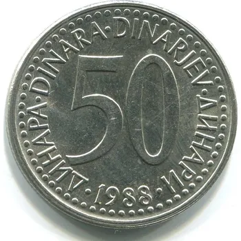 JUGOSLÁVIE. 50 dinara 1988.