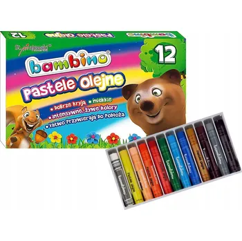 Pastelka OLEJOVÉ PASTELKY kulatý tvar ŠKOLNÍ SADA 12 kusů pro DĚTI Bambino