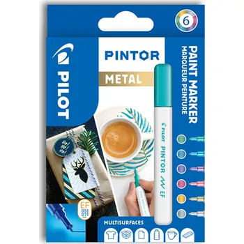 Sada 6x Popisovač s barvou PILOT Pintor metalické
