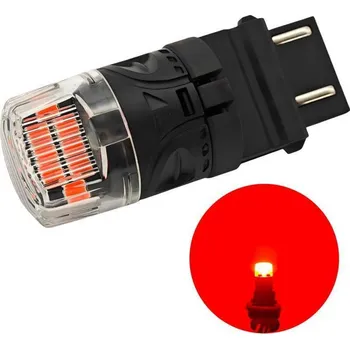 Autožárovka lED žárovka P27/7W, 3157 12V CANBUS 1800lm červená motoLEDy 1313