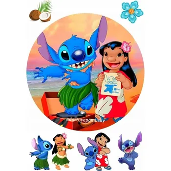 Jedlá dekorace na dort Lilo a stitch č.2 - jedlý papír - Bez úprav / Jedlý papír / Bez decor gelu